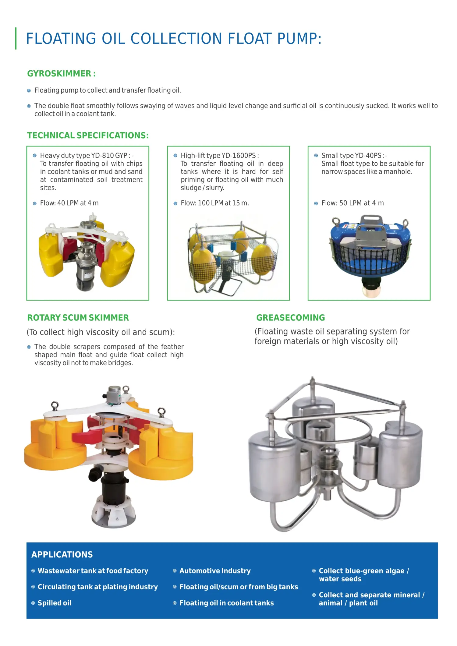 Floating oil collection Float pump